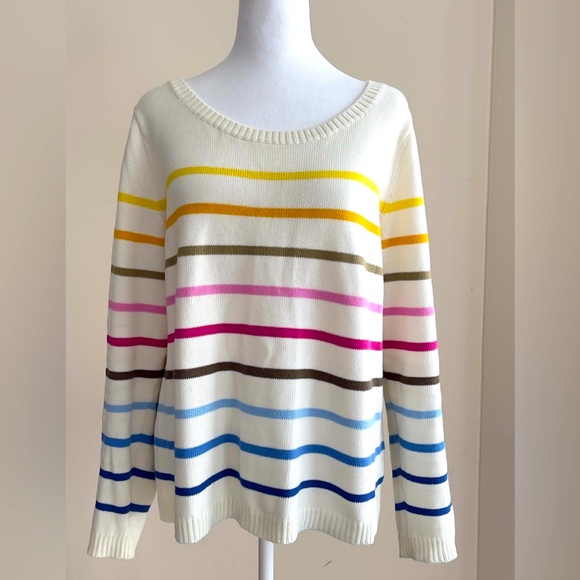 EUC Talbots Scoop Neck Long Sleeve - Metallic Stripe Sweater - Picture 3 of 4